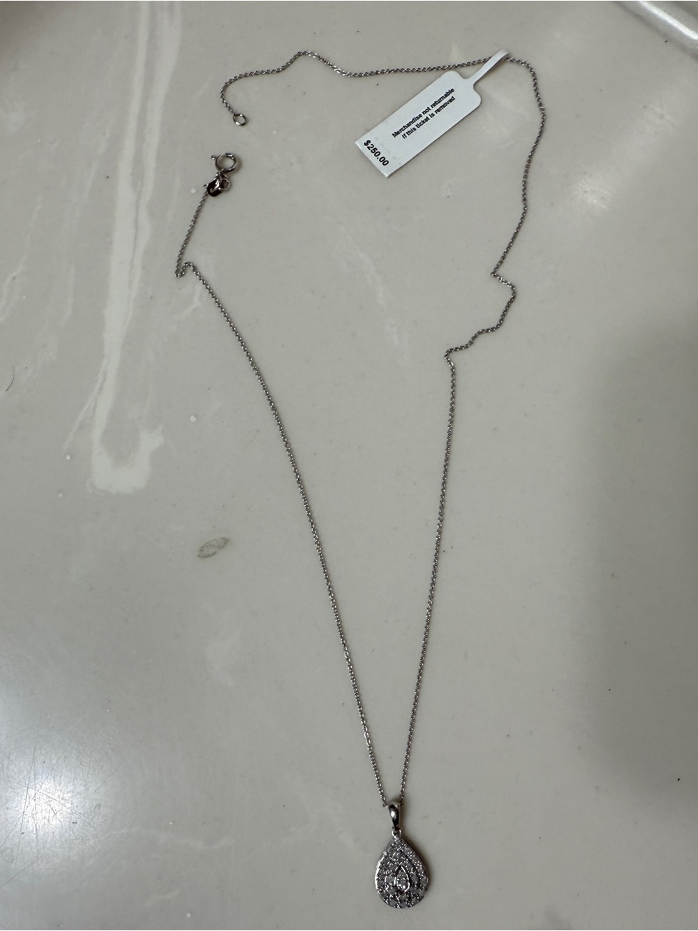 Macy’s Diamond Tear Drop Cluster 18" Pendant Necklace 1/4 Carat Necklace New